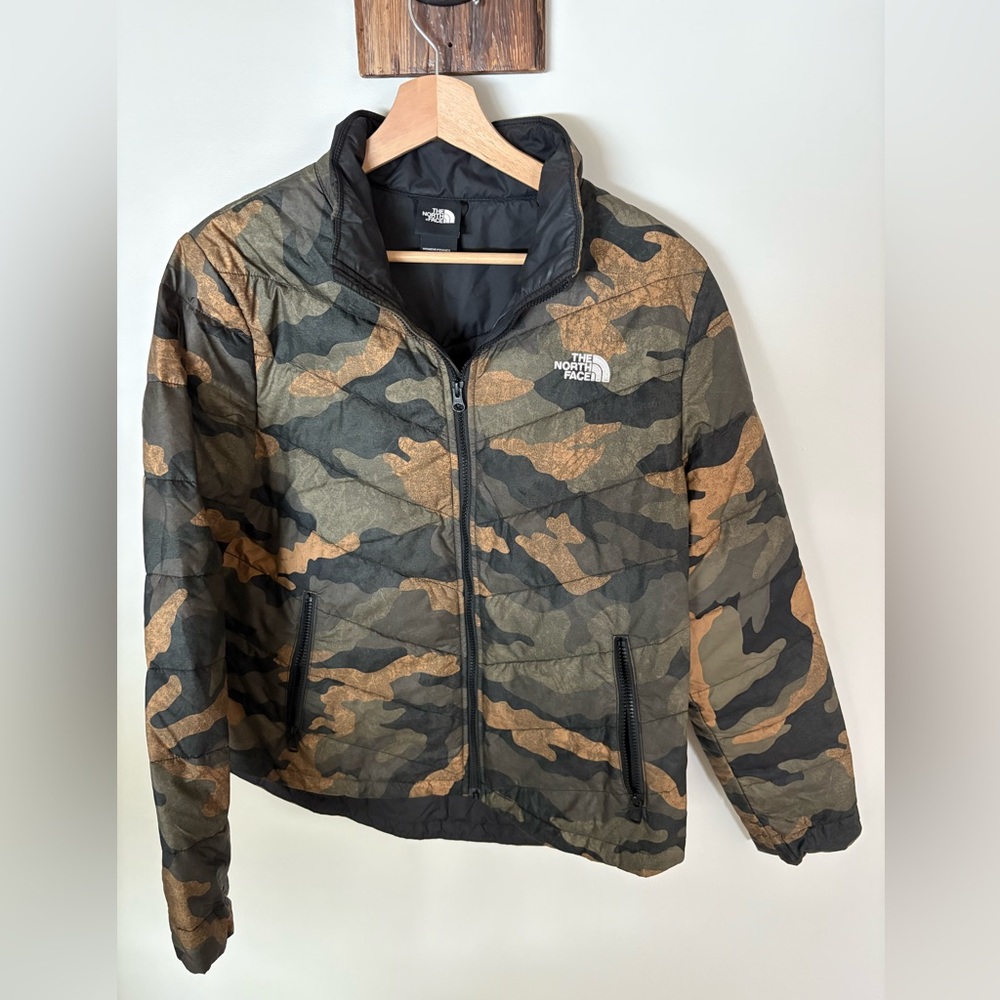 The North Face Women’s Green and Brown Camouflage Puffer Jacket
